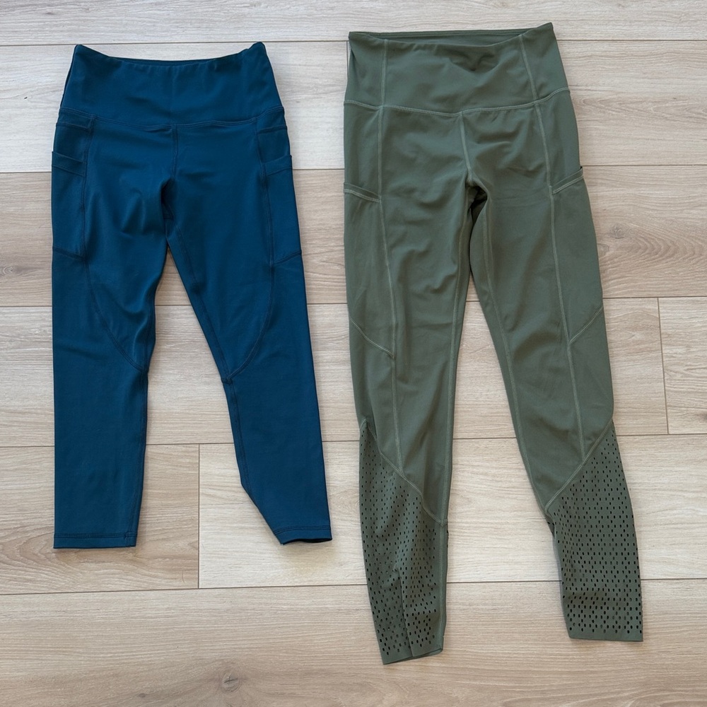 Stylish Blue and Olive Leggings Duo